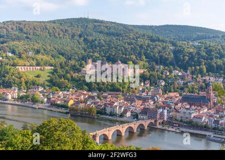 Panorama de Heidelberg derrière le Neckar, Allemagne Banque D'Images