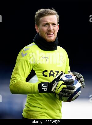 Jordan Pickford, gardien de but d'Everton, avant le match de la Premier League à Goodison Park, Liverpool. Date de la photo: Samedi 13 mars 2021. Banque D'Images