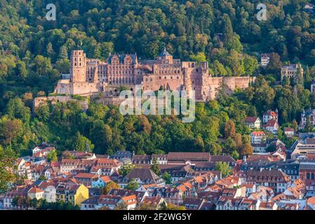 Vue sur le château de Heidelberg en Allemagne Banque D'Images