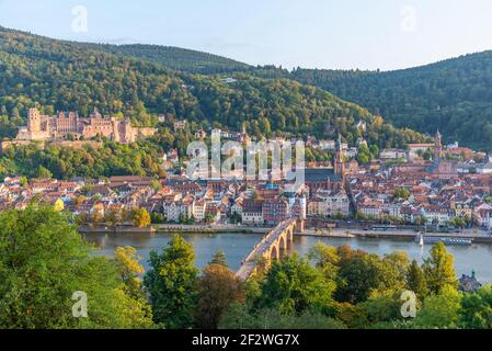 Panorama de Heidelberg derrière le Neckar, Allemagne Banque D'Images