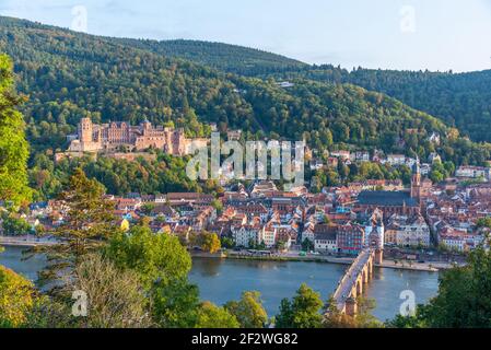 Panorama de Heidelberg derrière le Neckar, Allemagne Banque D'Images