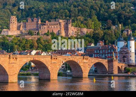 Panorama de Heidelberg derrière le Neckar, Allemagne Banque D'Images
