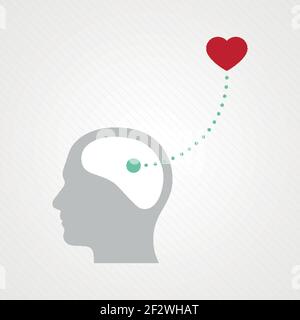 Forme de la tête et du cœur. Concept de l'intelligence émotionnelle, des sentiments, de l'amour. Illustration vectorielle, conception plate Illustration de Vecteur