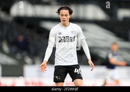 Derby, Royaume-Uni. 13 mars 2021. Louie Watson #40 du comté de Derby à Derby, Royaume-Uni, le 3/13/2021. (Photo de Conor Molloy/News Images/Sipa USA) crédit: SIPA USA/Alay Live News Banque D'Images