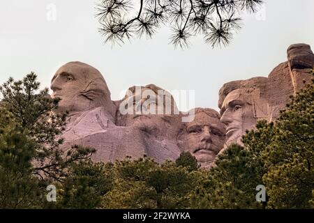 Sculptures des présidents au Mount Rushmore National Memorial, Dakota du Sud, États-Unis Banque D'Images