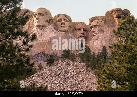 Sculptures des présidents au Mount Rushmore National Memorial, Dakota du Sud, États-Unis Banque D'Images