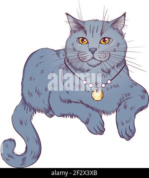 Chat de race britannique couché Illustration de Vecteur