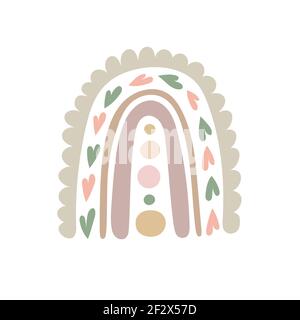 Formes abstraites de boho arc-en-ciel, illustration de vecteur de silhouette simple dessinée à la main dans des couleurs pastel tendance, concept minimaliste parfait pour faire des cartes, des bannières, des affiches modernes, du textile, du papier peint Illustration de Vecteur