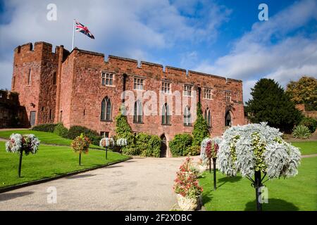 Vue sur l'entrée du château de Shrewsbury, Shropshire, Royaume-Uni Banque D'Images