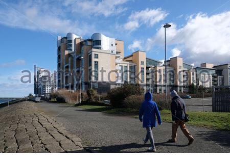 Etablissement résidentiel moderne au bord de l'eau de Leith, Édimbourg, Écosse Banque D'Images