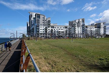 Etablissement résidentiel moderne au bord de l'eau de Leith, Édimbourg, Écosse Banque D'Images