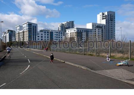 Etablissement résidentiel moderne au bord de l'eau de Leith, Édimbourg, Écosse Banque D'Images