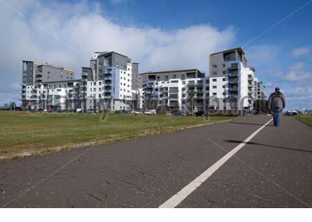 Etablissement résidentiel moderne au bord de l'eau de Leith, Édimbourg, Écosse Banque D'Images