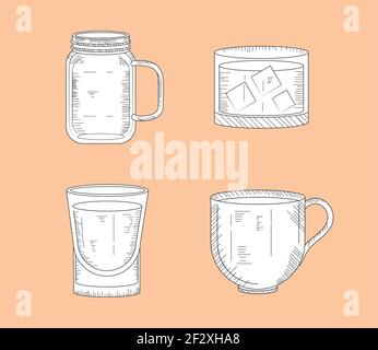 ensemble tasses boissons boissons boissons motif Illustration de Vecteur