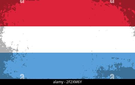 Drapeau luxembourgeois avec texture grunge ondulée. Arrière-plan vectoriel. Illustration de Vecteur