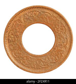 Old Indian One Pice coin de 1943 gros plan Banque D'Images