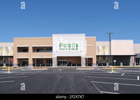 Publix épicerie ou marché, supermarché, avant extérieur avec affichage et logo à Pike Road Alabama, États-Unis. Banque D'Images