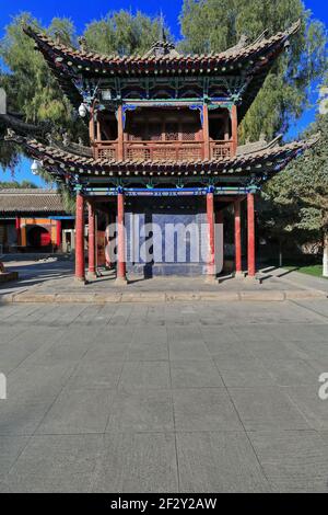 Porte de la tour du tambour à Dafo si Grand Temple de Bouddha. Province de Zhangye-Gansu-Chine-1246 Banque D'Images