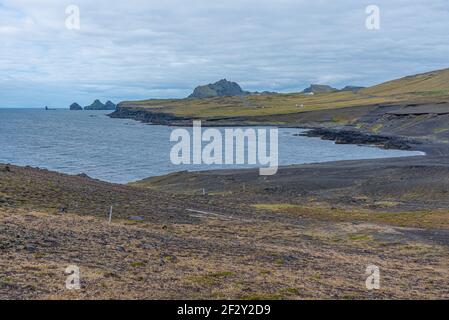 Péninsule Storhofdi de l'île Heimaey en Islande Banque D'Images