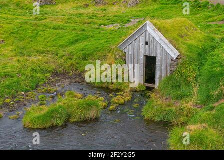 Maisons traditionnelles en gazon à Keldur en Islande Banque D'Images