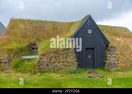 Maisons traditionnelles en gazon à Keldur en Islande Banque D'Images