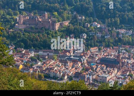 Panorama de Heidelberg derrière le Neckar, Allemagne Banque D'Images