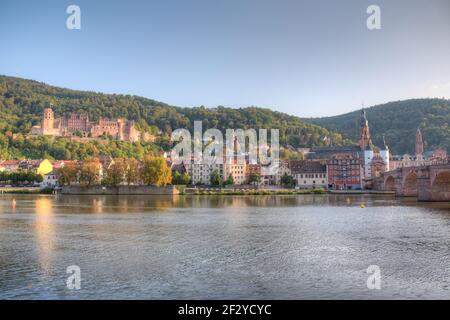 Panorama de Heidelberg derrière le Neckar, Allemagne Banque D'Images
