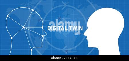 technologie numérique double pour la modélisation dans la simulation du monde virtuel Illustration de Vecteur