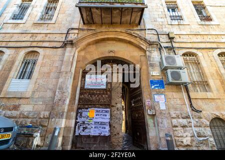 jérusalem-israël. 05-03-2021. Un ancien bâtiment historique dans le quartier de Nachlaot Banque D'Images