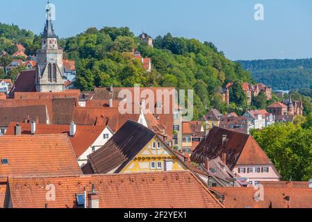 Vue aérienne de la vieille ville de Tubingen, Allemagne Banque D'Images