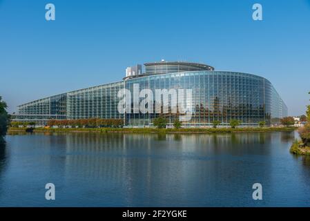 Parlement européen situé à Strasbourg, France Banque D'Images