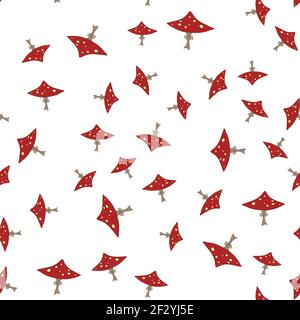 Mouche rouge agarique sur fond blanc. Pour les tissus, les vêtements pour bébés, les fonds, les textiles, le papier d'emballage et autres décorations. Arrière-plan vectoriel EPS 10 Illustration de Vecteur