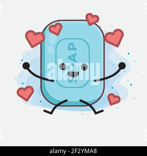 Illustration vectorielle du personnage de savon avec un visage mignon, des mains simples et un dessin de ligne de jambe sur un arrière-plan isolé. Style plat de dessin animé. Illustration de Vecteur