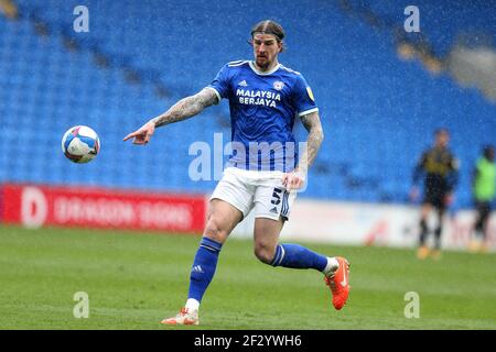 Cardiff, Royaume-Uni. 13 mars 2021. Aden Flint de Cardiff City en action. Match de championnat EFL Skybet, Cardiff City et Watford au Cardiff City Stadium de Cardiff, pays de Galles, le samedi 13 mars 2021. Cette image ne peut être utilisée qu'à des fins éditoriales. Utilisation éditoriale uniquement, licence requise pour une utilisation commerciale. Aucune utilisation dans les Paris, les jeux ou les publications d'un seul club/ligue/joueur. photo par Andrew Orchard/Andrew Orchard sports Photography/Alamy Live News crédit: Andrew Orchard sports Photography/Alamy Live News Banque D'Images