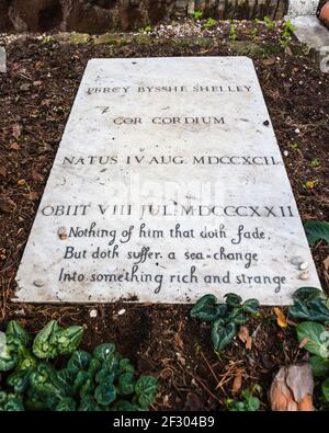 Pierre tombale pour Percy Byshe Shelley, le cimetière protestant, Rome Banque D'Images