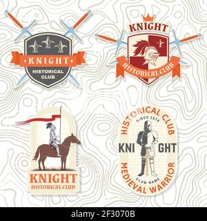 Écusson du club historique Knight, motif t-shirt. Vecteur. Concept pour chemise, imprimé, timbre, fond de page ou modèle. Motif typographique vintage avec Illustration de Vecteur