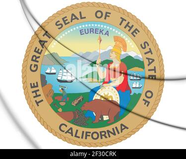 Sceau de 3D, de l'état de Californie aux États-Unis. 3D Illustration. Banque D'Images
