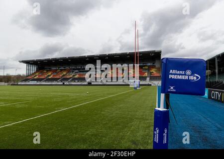 Londres, Royaume-Uni. 14 mars 2021. Videz le stade avant le match de l'Allianz Premier 15s entre Saracens Women et sale Sharks Women au stade StoneX à Londres, en Angleterre. Crédit: SPP Sport presse photo. /Alamy Live News Banque D'Images