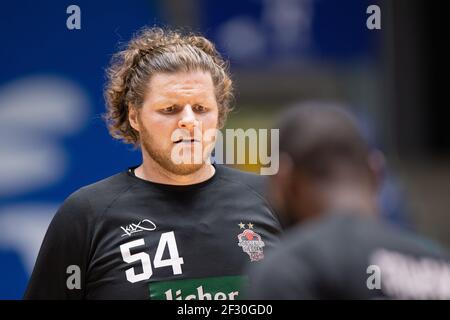 13 mars 2021, Hessen, Francfort-sur-le-main : John Bryant (Giessen, 54). Match de basket-ball de l'easyCredit BBL entre les Fraport Skyliners et les JobStairs Giessen 46ers le 13 mars 2021 au Fraport Arena de Francfort-sur-le-main. Photo: Jürgen Kessler/dpa Banque D'Images