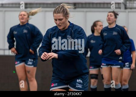 Londres, Royaume-Uni. 14 mars 2021. Lors du match Allianz Premier 15s entre Saracens Women et sale Sharks Women au stade StoneX à Londres, en Angleterre. Crédit: SPP Sport presse photo. /Alamy Live News Banque D'Images