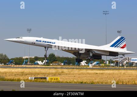 Paris, France - 16 août 2018 : avion Air France Concorde à l'aéroport Paris Charles de Gaulle en France. Banque D'Images