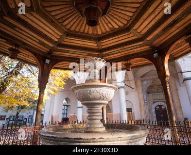 Mosquée avec fontaine en face Banque D'Images