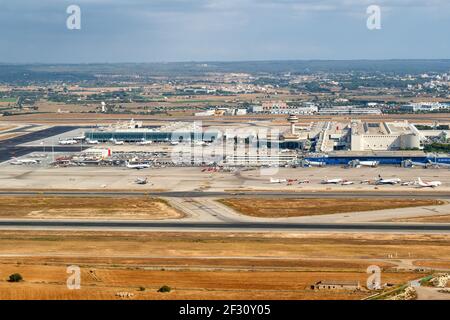 Palma de Majorque, Espagne - 21 juillet 2018 : photo aérienne de l'aéroport de Palma de Majorque en Espagne. Banque D'Images