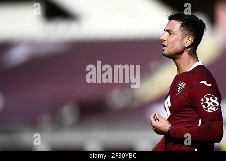 Turin, Italie. 14 mars 2021. TURIN, ITALIE - 14 mars 2021 : Armando Izzo du FC Torino réagit au cours de la série UN match de football entre le FC Torino et le FC Internazionale. (Photo de Nicolò Campo/Sipa USA) crédit: SIPA USA/Alay Live News Banque D'Images