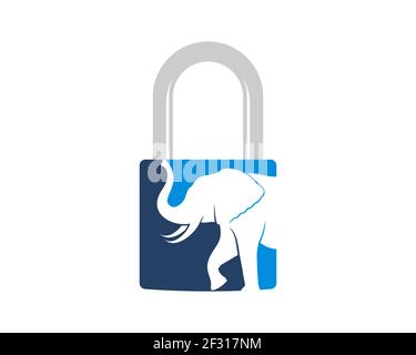 Cadenas avec éléphant de marche à l'intérieur Banque D'Images