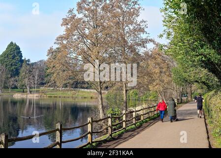 Virginia Water Lake à Windsor Great Park, Surrey, Angleterre, Royaume-Uni Banque D'Images