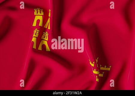 Illustration du rendu du drapeau officiel de Murcia.3D Banque D'Images
