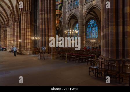 Strasbourg, France, 21 septembre 2020 : intérieur de la cathédrale de notre Dame de Strasbourg, France Banque D'Images