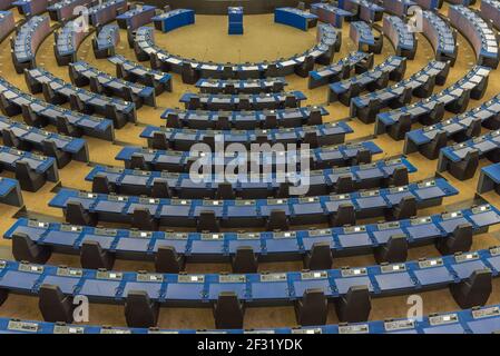 Strasbourg, France, 22 septembre 2020 : salle de réunion hémicycle du Parlement européen à Strasbourg, France Banque D'Images