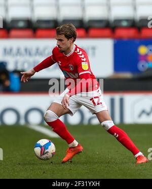 Andrew Shinnie de Charlton Athletic lors du match de la Sky Bet League One à la Valley, Londres. Banque D'Images